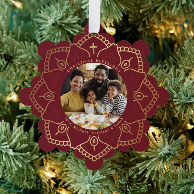 Joyful We Adore You | Christmas Hymn Holiday Photo Ornament Card (Insitu (Tree))