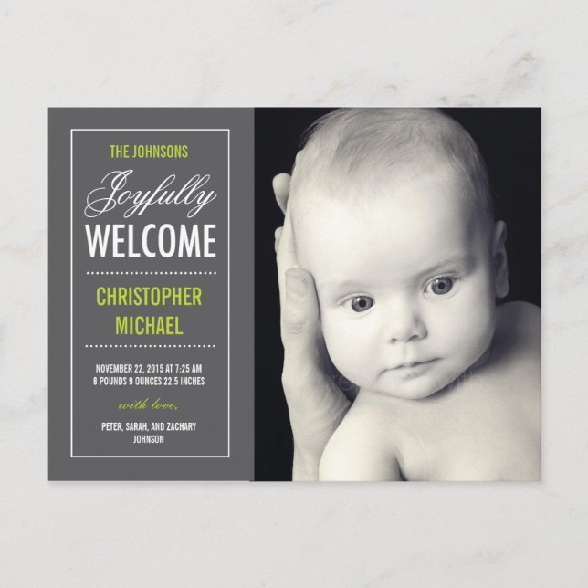 Joyful Welcome Birth Announcement (Front)