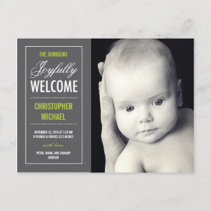 Joyful Welcome Birth Announcement Postcard