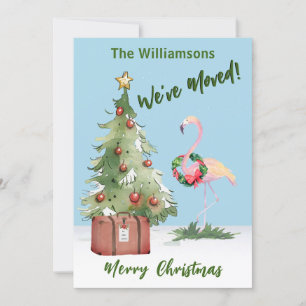 Joyful We've Moved Flamingo Christmas Tree Announcement