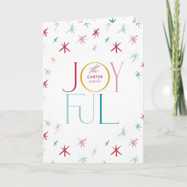JOYFUL whimsical star modern colourful personalize Card (Front)