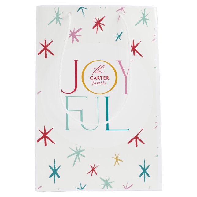 JOYFUL whimsical star modern colourful personalize Medium Gift Bag (Front)