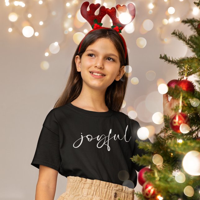 Joyful White Calligraphy  T-Shirt (Creator Uploaded)