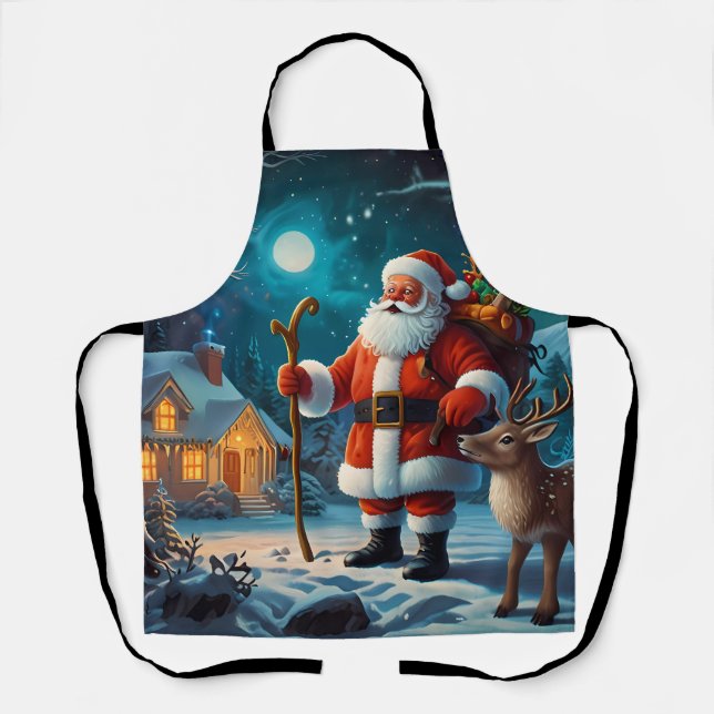 Joyful winter Christmas celebration scene Apron (Front)