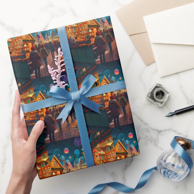 Joyful winter Christmas celebration scene Wrapping Paper (Gifting)