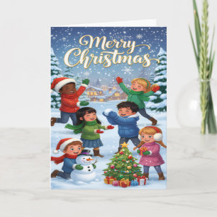 Joyful Winter Fun – Kids’ Merry Christmas Card