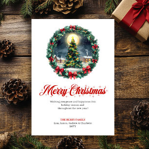 Joyful winter scene Christmas greeting card