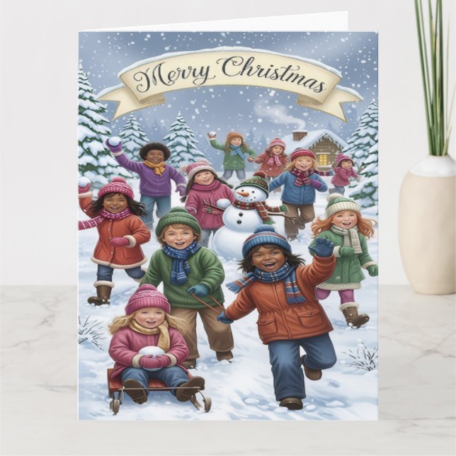 Joyful Winter Wonderland – Kids Merry Christmas Card (Front)