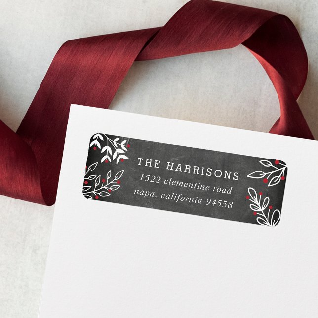 Joyful Wish | Chalkboard Holiday Return Address (Creator Uploaded)