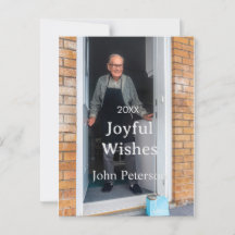 Joyful wishes add name photo man holidays year sim