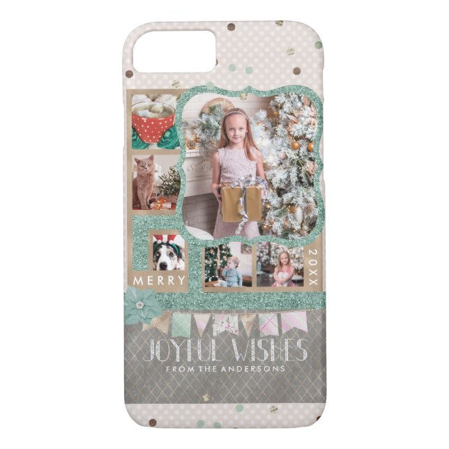 Joyful Wishes Christmas 6 Custom Photo Collage Case-Mate iPhone Case (Back)