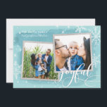 Joyful Wishes Christmas Multi Photo Collage Holiday Card<br><div class="desc">Spread joy and happiness this year with a card that pops! Featuring whimsical modern calligraphy script that says "joyful" on a textured blue background and accented with white snowflakes and snowfall. Customize your photos, your family names and individual names. On the back, there is a pattern of white snowflakes and...</div>