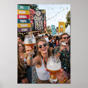 Joyful Women at Belgian Beer Fest Poster