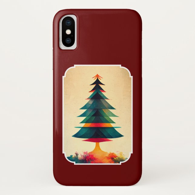 Joyfull Christmas Tree Geometric Artsy Design Case-Mate iPhone Case (Back)