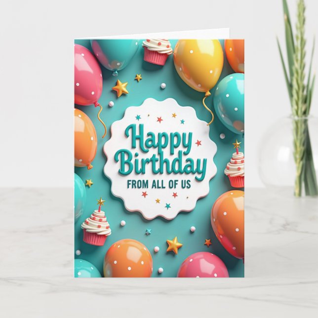 Joyous Balloon Polka Dot Card (Front)