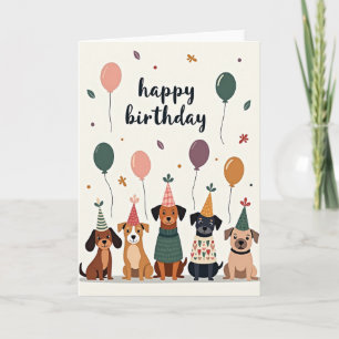 Joyous Birthday Dog Illustration Card