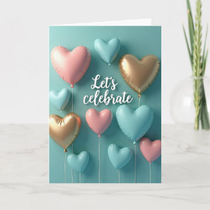 Joyous Birthday Floating Hearts Card