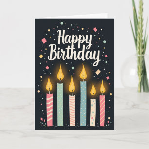 Joyous Birthday Patterned Candles Card