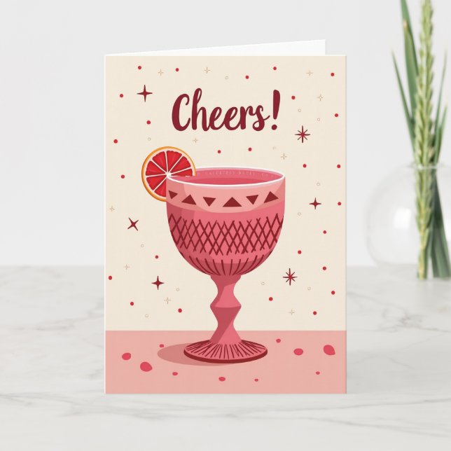 Joyous Birthday Ruby Glass Card (Front)