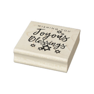 Joyous Blessings Hanukkah Star of David Rubber Stamp