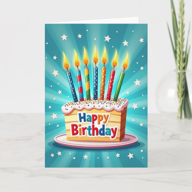 Joyous Cake Slice Birthday Card (Front)