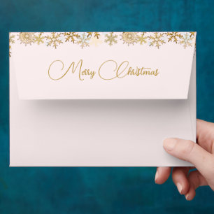 Joyous Christmas Gold Snowflakes A7 Envelopes