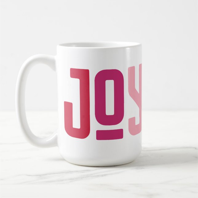 Joyous | Colourful Modern Bold Trendy Typographic Coffee Mug (Left)