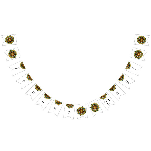 Joyous Day! Mandala in yellow & tan bunting  Bunting Flags (All)
