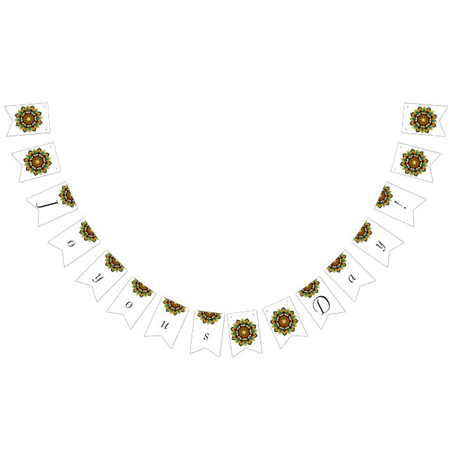 Joyous Day! Mandala in yellow & tan bunting  Flags (All)