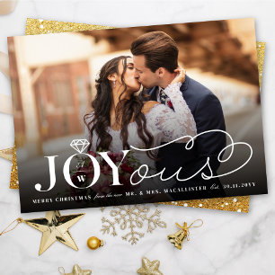 Joyous Diamond Ring Monogram Classic Wedding  Holiday Card