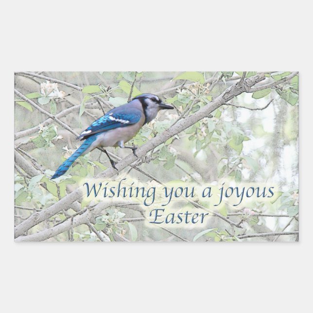 Joyous Easter Blue Jay Songbird Sticker (Front)