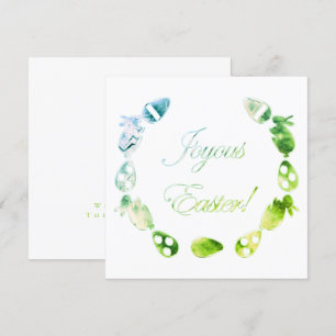 Joyous Easter Bunny Coloured Eggs Blue Green Easte Holiday Card