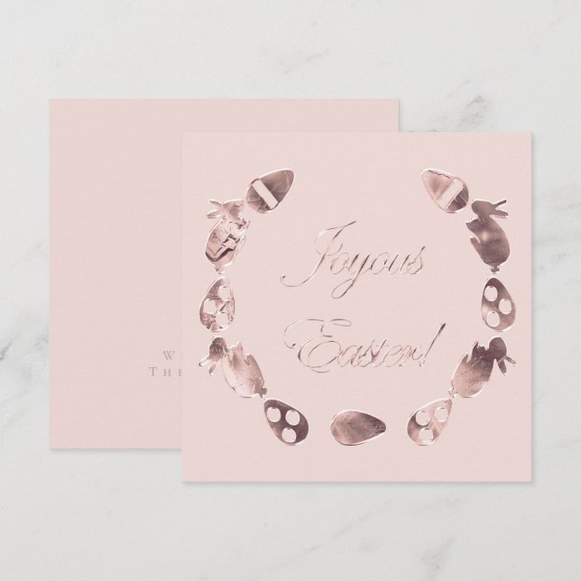 Joyous Easter Bunny Eggs Soft Pink Easter Holiday Card (Front/Back)