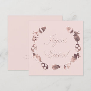 Joyous Easter Bunny Eggs Soft Pink Easter Holiday Card