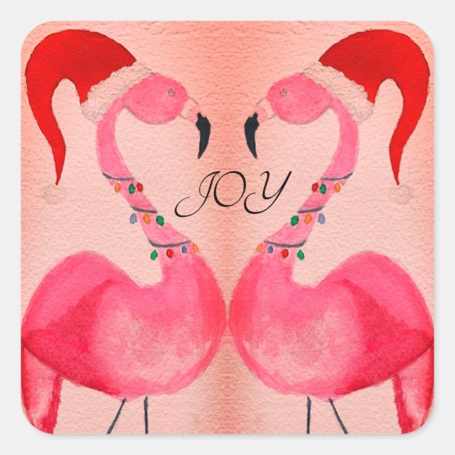 Joyous Flamingo Christmas Stickers (Front)