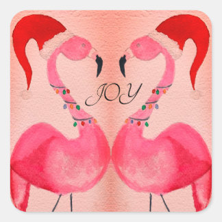 Joyous Flamingo Christmas Stickers