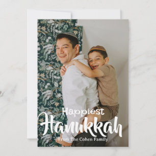 Joyous Hanukkah   Simple Hanukkah family photo  Holiday Card