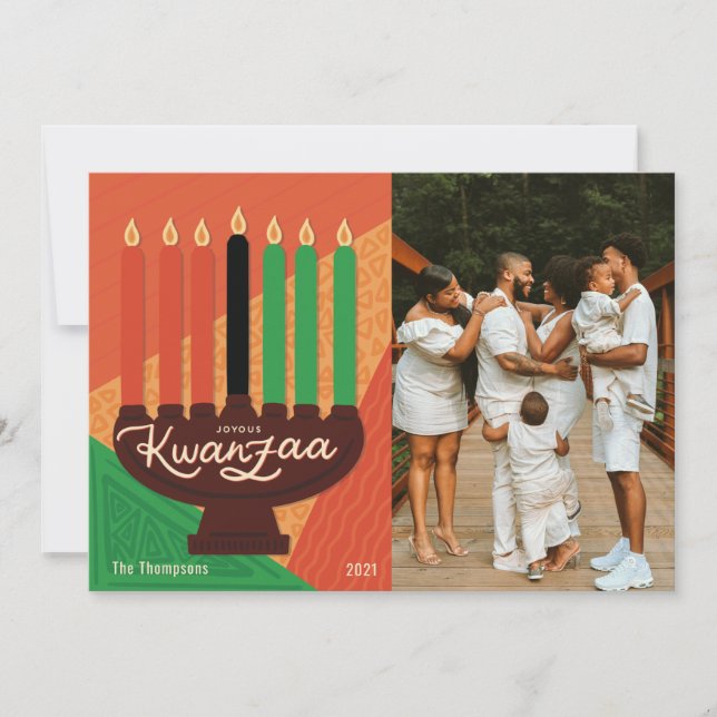 Joyous Kwanzaa Photo  Holiday Design Card (Front)