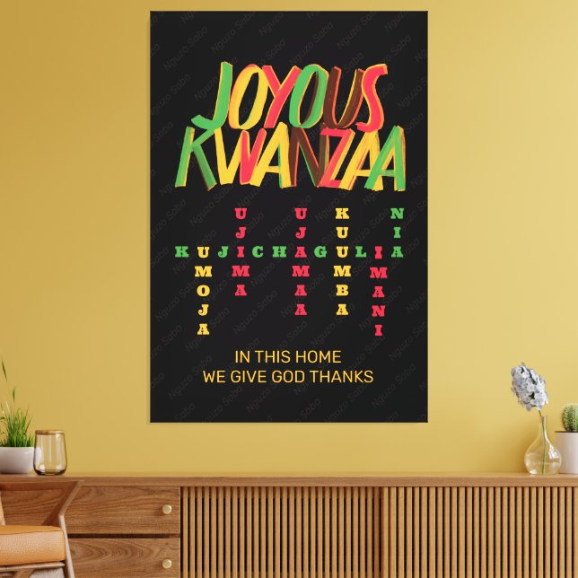 Joyous KWANZAA Principles Crossword Canvas Print (Insitu(LivingRoom))