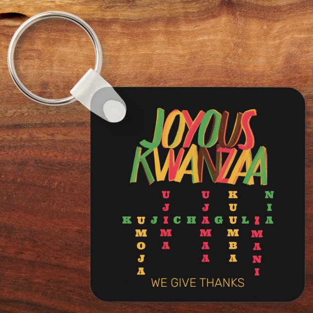 Joyous KWANZAA Principles Crossword Keychain (Front)
