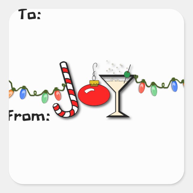 Joyous Martini Gift Tag Sticker (Front)
