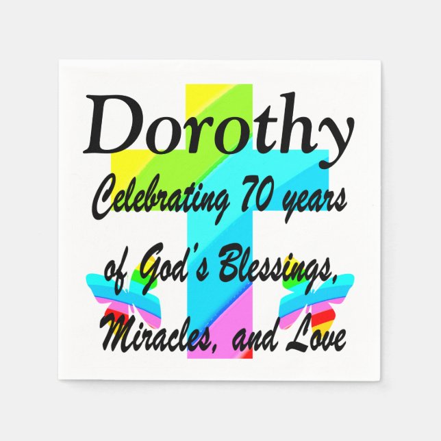 JOYOUS PERSONALIZED 70TH BIRTHDAY NAPKINS (Front)