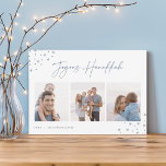 Joyous Sketch | Hanukkah Photo Collage Holiday Card<br><div class="desc">Send Hanukkah greetings to friends and family in chic style with our elegant photo cards. Designed to accommodate three of your favourite photos arranged side by side in a collage format, card features "joyous Hanukkah" in casual hand sketched script lettering adorned with hand drawn stars at the corners. Personalize with...</div>