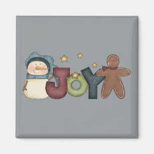 Joyous Snowman & Gingerbread Man Magnet