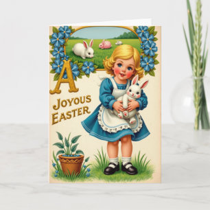 Joyous Spring Girl Rabbit Card