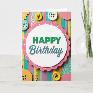 Joyous Striped Birthday Card