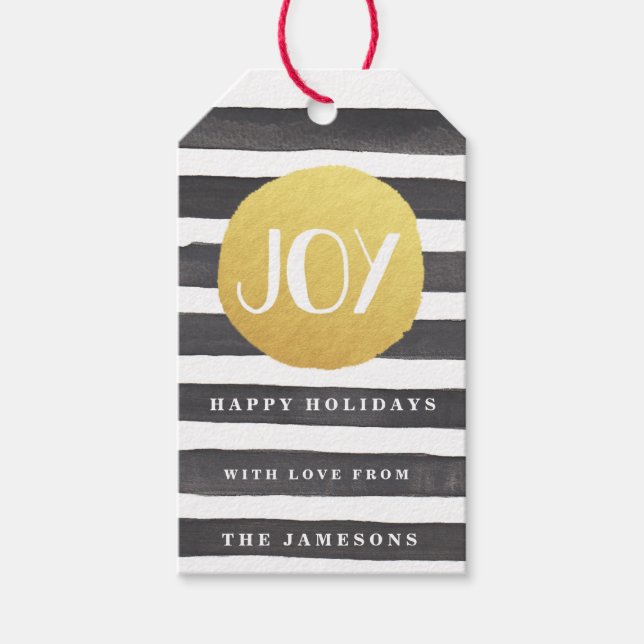 Joyous Stripes Holiday Gift Tags (Front)