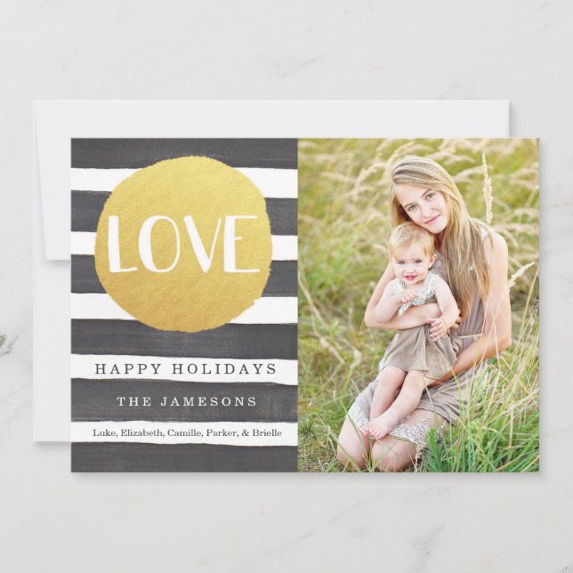 Joyous Stripes Holiday Photo Card / Love (Front)
