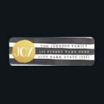 Joyous Stripes Return Address Labels<br><div class="desc">Black watercolor stripes with a gold foil like circle,  reading JOY. Easy to personalize! Stylish,  bright,  simple - perfect! Product does not contain actual gold foil.  Also,  note that the stripes are slightly askew... on purpose. :)</div>