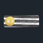 Joyous Stripes Return Address Labels<br><div class="desc">Black watercolor stripes with a gold foil like circle,  reading JOY. Easy to personalize! Stylish,  bright,  simple - perfect! Product does not contain actual gold foil.  Also,  note that the stripes are slightly askew... on purpose. :)</div>